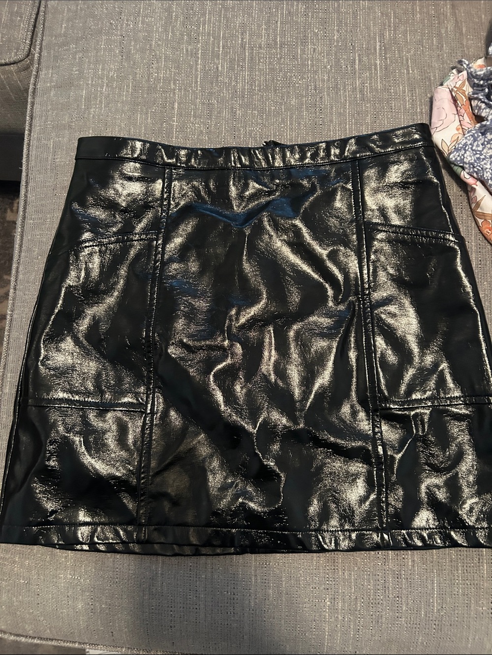 art class Black Patent Faux Leather Mini Skirt